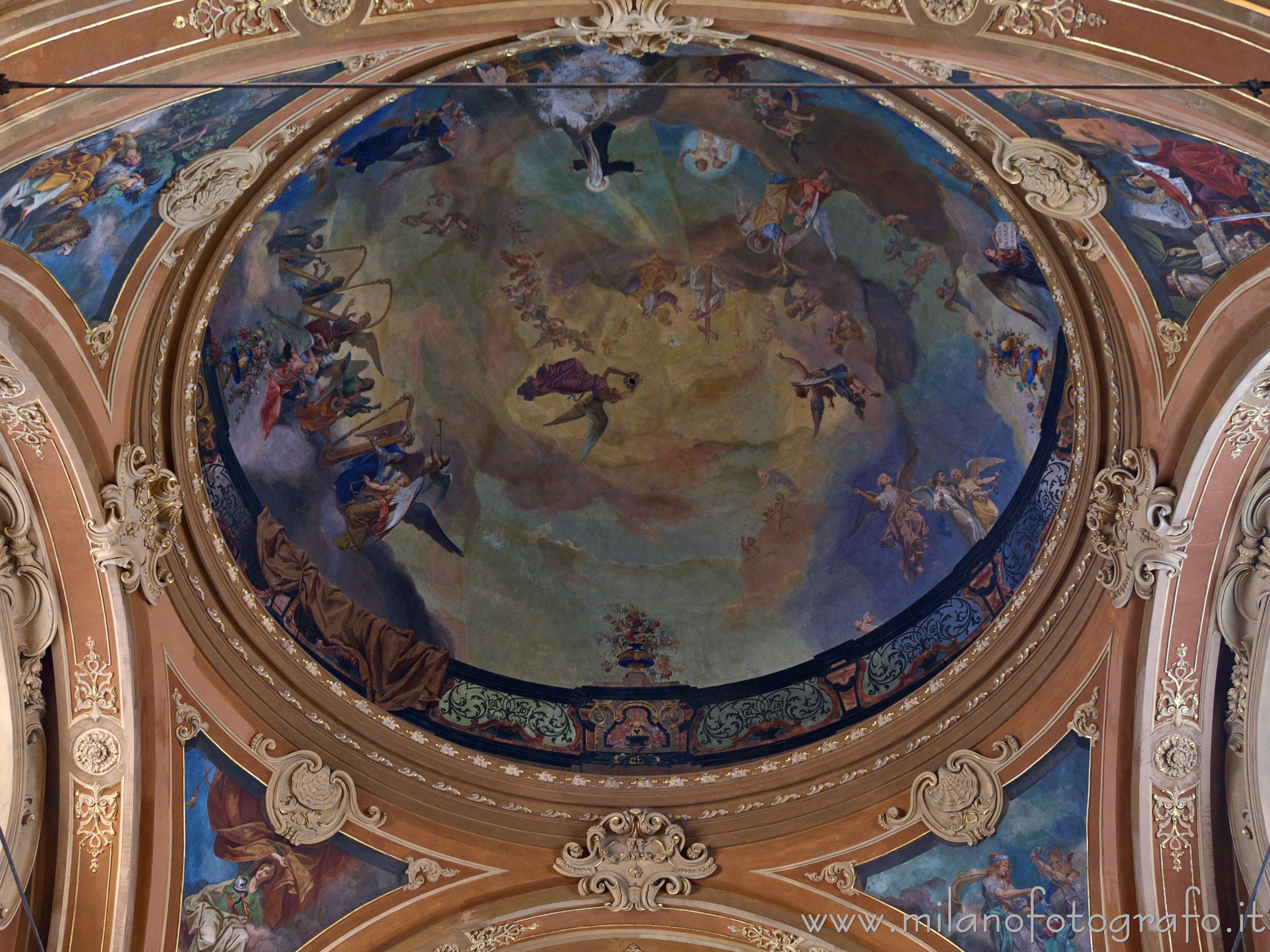 Milan (Italy) - Frescoed dome above the entrance of the Church of Santa Francesca Romana